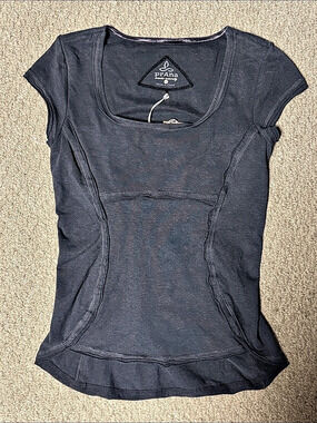 prAna Katarina Top Hemp Short Sleeve Tee in Gray Small NWT